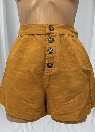 Літні шорти з натуральної тканини в кольорі охра