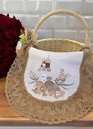 Шикарний рушник -серветка для великоднього кошика