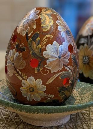 Керамічний свічник писанка, хендмейд, ручний розпис