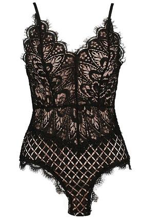 Красивый черный кружевной боди boohoo2 фото