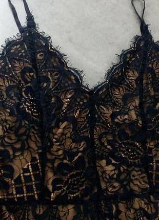 Красивый черный кружевной боди boohoo5 фото