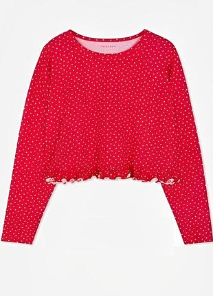 Брендовая укороченная пижамная кофта "primark" красная в сердечко. размер м, uk12-14/eur40-42.