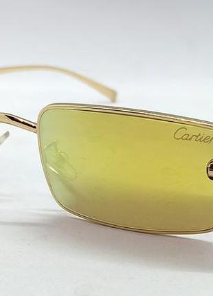 Брендові окуляри унісекс сонцезахисні модні вузькі жовті дзеркальні