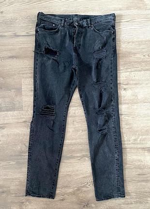 Чорні вибілені джинси скіні &denim relaxed skinny