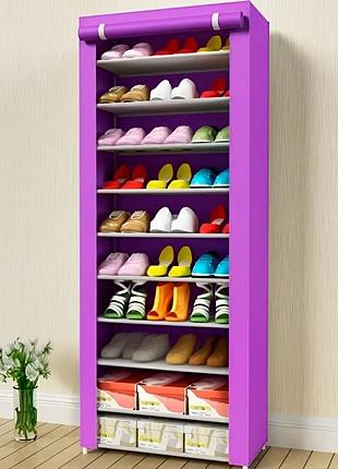 Складана шафа для взуття тканинний органайзер із 9 полицями для зберігання до 27 пар взуття 160х60х30 см
