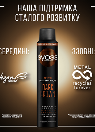 Сухой шампунь с тонирующим эффектом syoss dark brown 200 мл