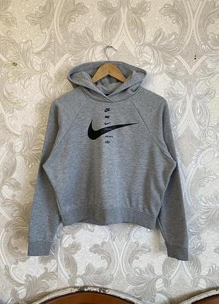 Сіра кофта светр світшот олімпійка лонгслів худі з капюшоном nike swoosh оригінал