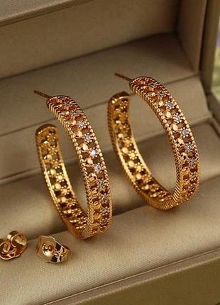 Серьги xuping jewelry оверлок 3,1 см золотистые