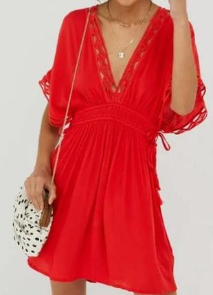 Оранжевое, пляжное платье мини, накидка monsoon accessozize