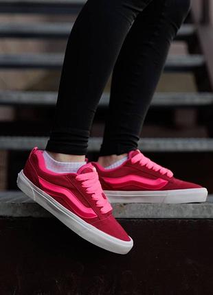 Кеды vans knu skool pink white