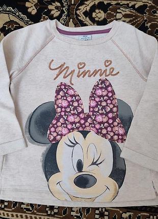 Свитшот свитер реглан теплый с начесом на девочку minnie mouse р.98-104(3-4 года)