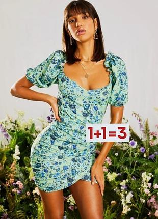 1+1=3 🎁облегающее платье с открытыми плечами в цветочный принт от boohoo