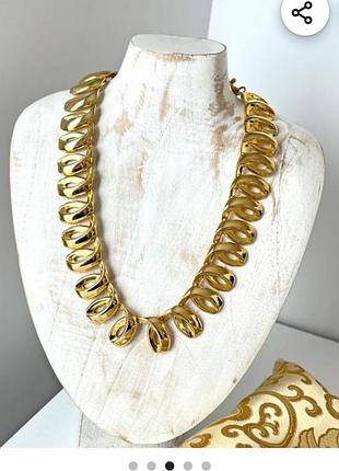 Винтажное ожерелье 1970-х 1980-х годов, массивное золотистое выразительное колье