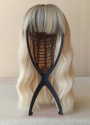 Короткий парик блонд, каре, с челкой, термостойкая, парик, волнистая