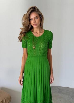 Вязанное платье хлопок плиссе