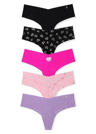 Набор из 5 бесшовных трусиков стрингов оригинал victoria’s secret