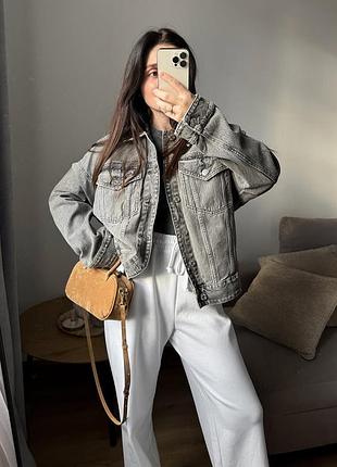 Джинсовка куртка ветровка серая джинсовая куртка оверсайз от zara, джинсовка, оригинал испания s m
