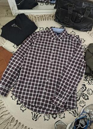 Брендовая стильная хлопковая рубашка в клетку tommy hilfiger🔥