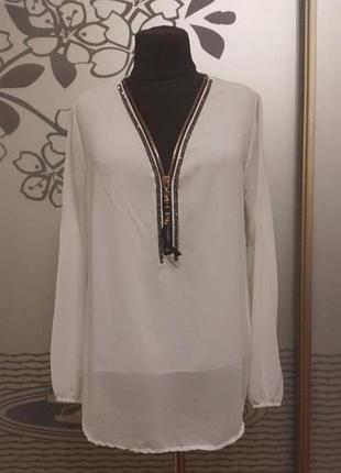 Шифоновая блузка с декоративной молнией на подкладке