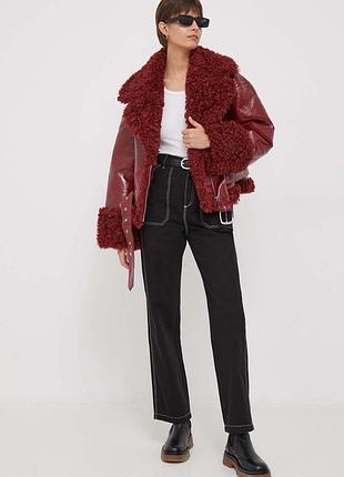 Джинси чорні щільні штани з білою стрічкою bershka