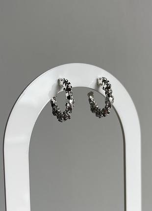 Сережки-кільця “крижана геометрія” з об’ємною текстурою