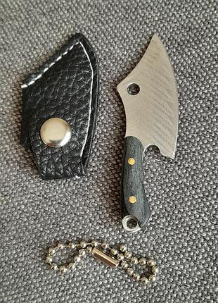 Мини-брелок нож с чехлом дамас