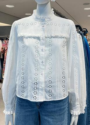 Біла блуза з прошви zara, 100% бавовна, розмір л