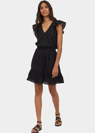 Черное платье сарафан с вышивкой h&amp;m