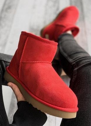 Ugg mini classic red metalic 🆕 шикарные женские угги 🆕 купить наложенный платёж3 фото