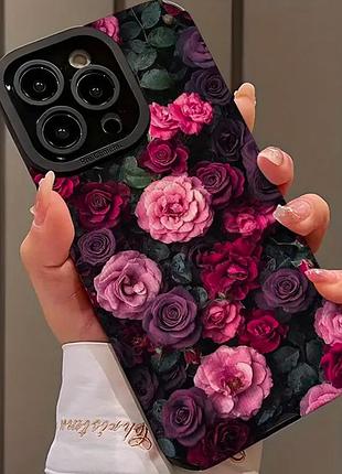 Чохол кейс бампер на телефон силіконовий в квіти на iphone 14pro max