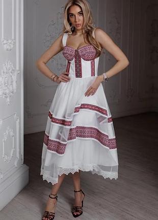 Дизайнерская  коллекция, полная100%предоплата, платье - вышиванка женское миди