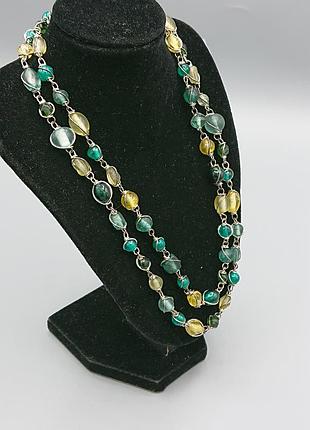 Винтажное длинное разноцветное стеклянное ожерелье