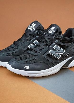 Кроссовки мужские new balance black кожа-сетка