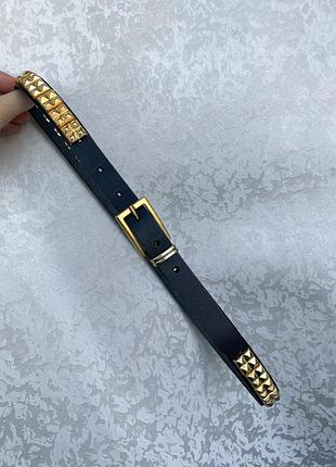 Шкіряний вінтажний ремінь з шипами натуральна шкіра, 80 85 90 італія пояс