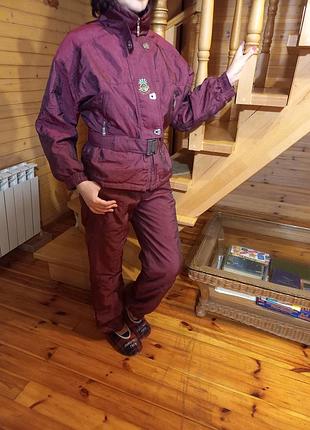Костюм гірськолижний комбінезон та куртка фіолетового кольору