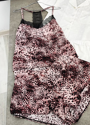 Леопардова піжама з мереживом