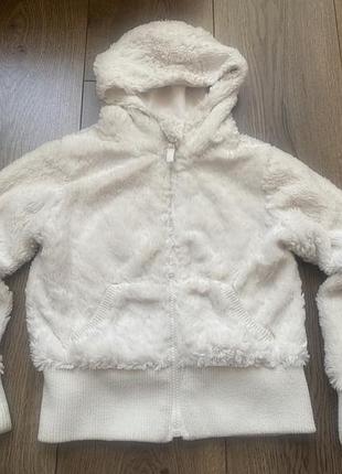 Біла кофта на змійці з капюшоном для дівчинки на 7-8 років