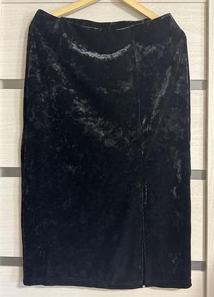 Женская черная велюровая юбка laura torelli разм.м