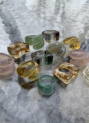 Прозора каблучка з епоксидної смоли прямокутна каблучка