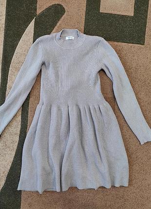 Теплое вязаное платье платье сарафан в рубчик хс, ххс размер 32,34 с, 42
