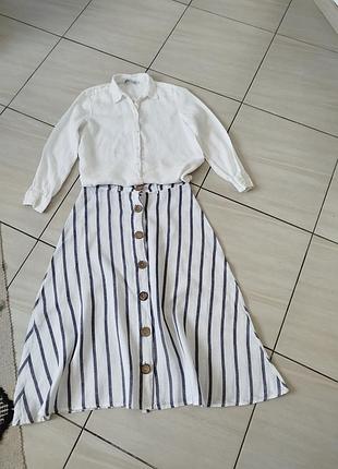 Лляна спідниця в полоску