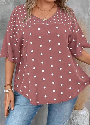 Блуза в горох для пишних форм, ботал.