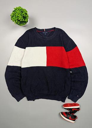 В'язаний оригінальний чоловічий светр/ пуловер tommy hilfiger розмір xl/xxl