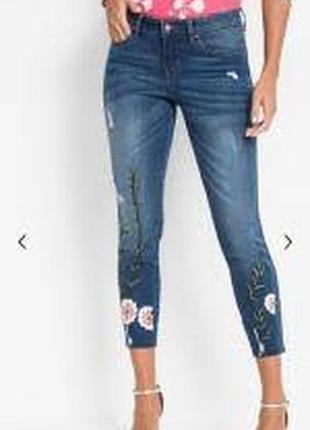 Джинсы джинси женские размер 48-50 / 16 стрейчевые скинни с вышивкой
