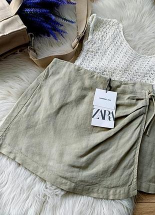 Лляна спідниця шорти на запах zara 7 років (122 см)