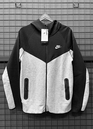Зипка nike tech fleece черно-серая