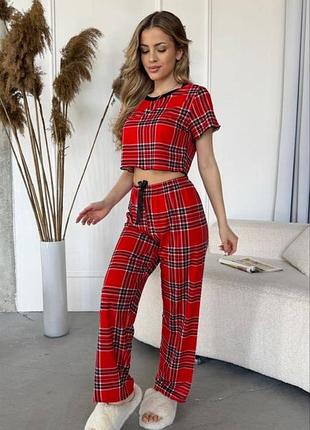 Піжама топ штани червона