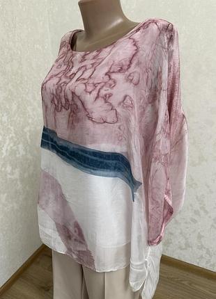 Чудова вільна шовкова блуза пончо тай-дай італія