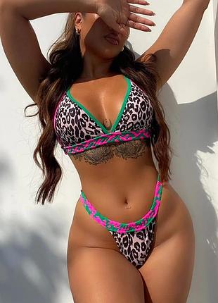 Sw1567 леопардовий роздільний купальник вставні чашки