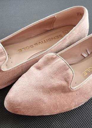 Балетки велюр пудра пудрові 39 розмір 25 см в ідеалі